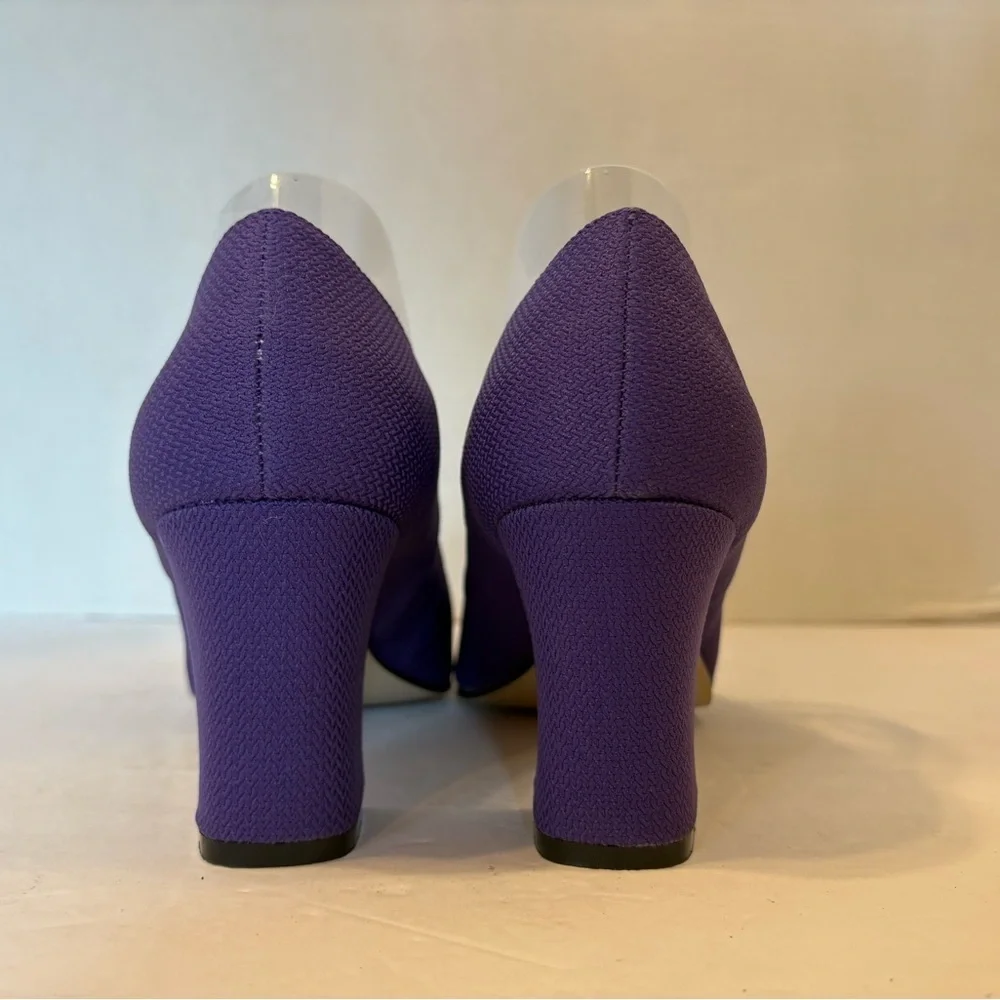 Classique purple fabric block heel pumps shoes size 9.5